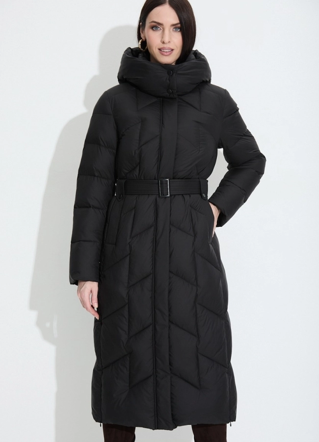 Женский пуховик с капюшоном модель № 33743 меха малина фото