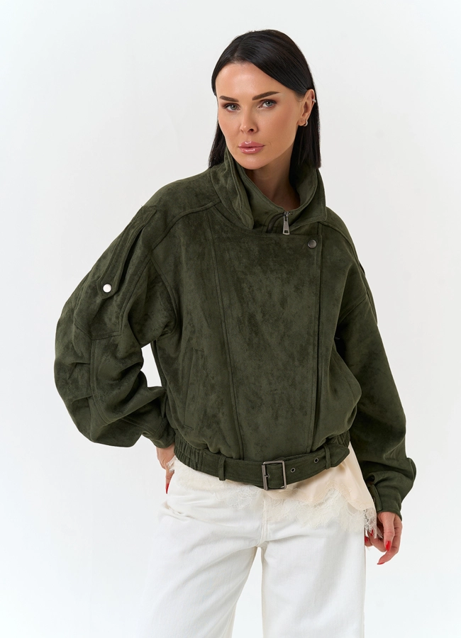 Женская куртка бомбер из эко замши  модель № 33034 в кредит