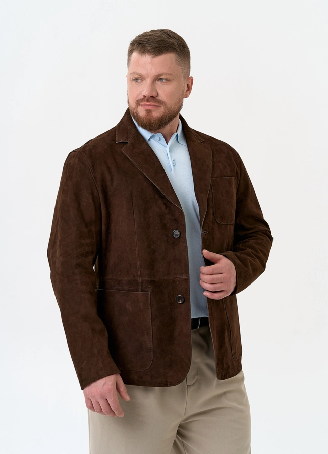 Мужской пиджак из натуральной замши модель № 32745 универмаг малина