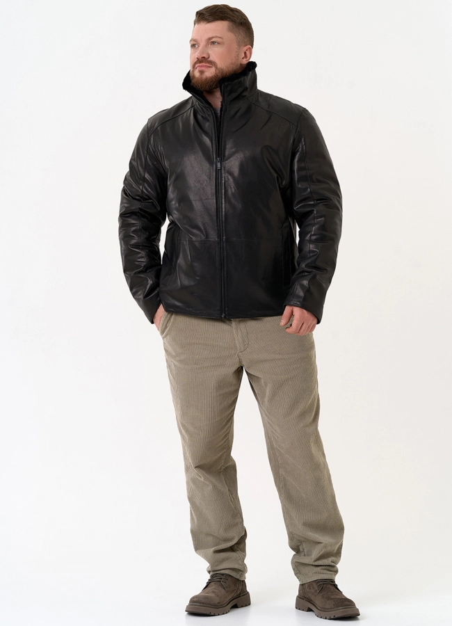 Мужская дубленка черного цвета модель № 31778 в кредит