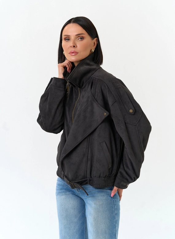 Женская куртка бомбер из эко замши