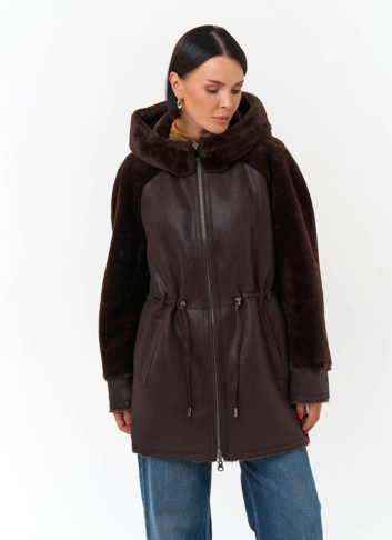 Женская дубленка из эко замши