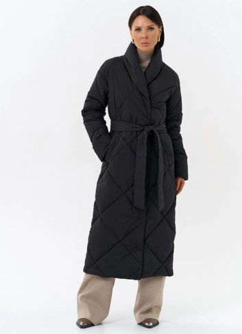 Женский пуховик с воротником шаль