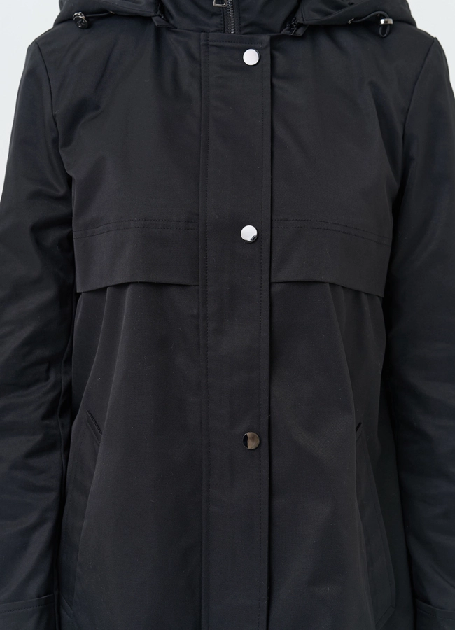 Плащ женский черного цвета с капюшоном модель № 30086 универмаг малина