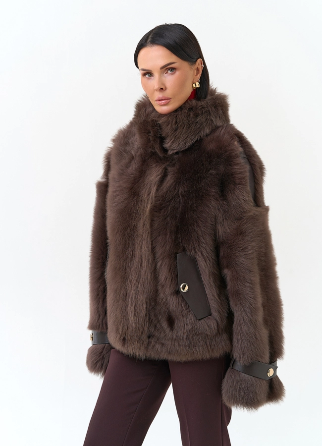 Женская дубленка с воротником стойкой модель № 34217 универмаг малина фото